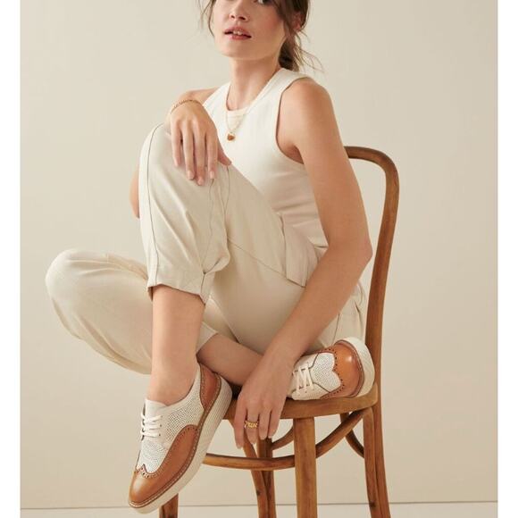 Cole Haan Women's OG Platform Wingtip Oxford Pecan Ivory Leather Size 9.5 US NIB - Picture 2 of 15